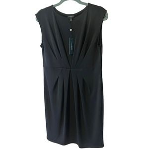 Talbots Women’s Gathered Pleated Waist Black Dress Size Medium Petite NWT